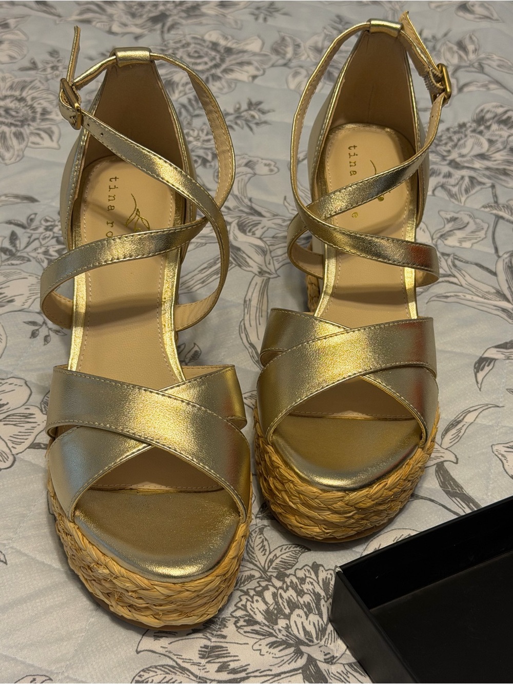 Tina Rose Gold Espadrille Platform Wedge Sandals for Women